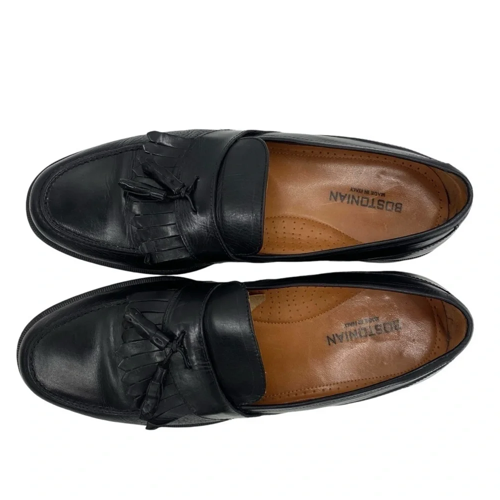 Bostonian Black Leather Classic Tassel Loafers Dress Shoes